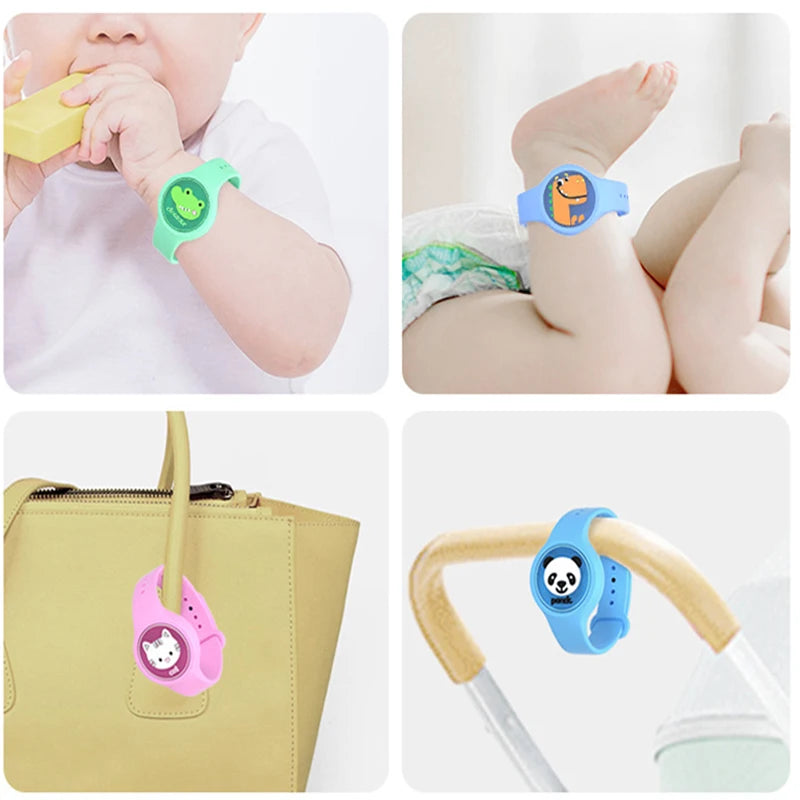 Pulseira Repelente de Mosquito Infantil – Silicone à Prova d’Água com Animais, Proteção Anti-Insetos para Crianças