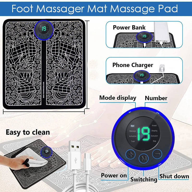 Massageador Elétrico de Pés – Almofada Estimuladora Muscular para Relaxamento e Fitness, Ideal para Casa, Esporte e Bem-Estar Familiar