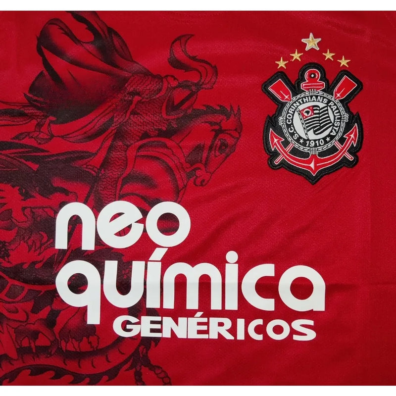 Camiseta Corinthians Retrô 2011/2012 – Away Vermelha, Manga Curta, Casual e Estampa 3D para Homens