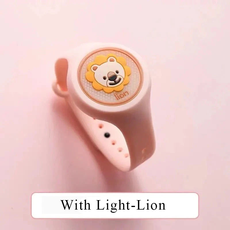 Pulseira Repelente de Mosquito Infantil – Silicone à Prova d’Água com Animais, Proteção Anti-Insetos para Crianças