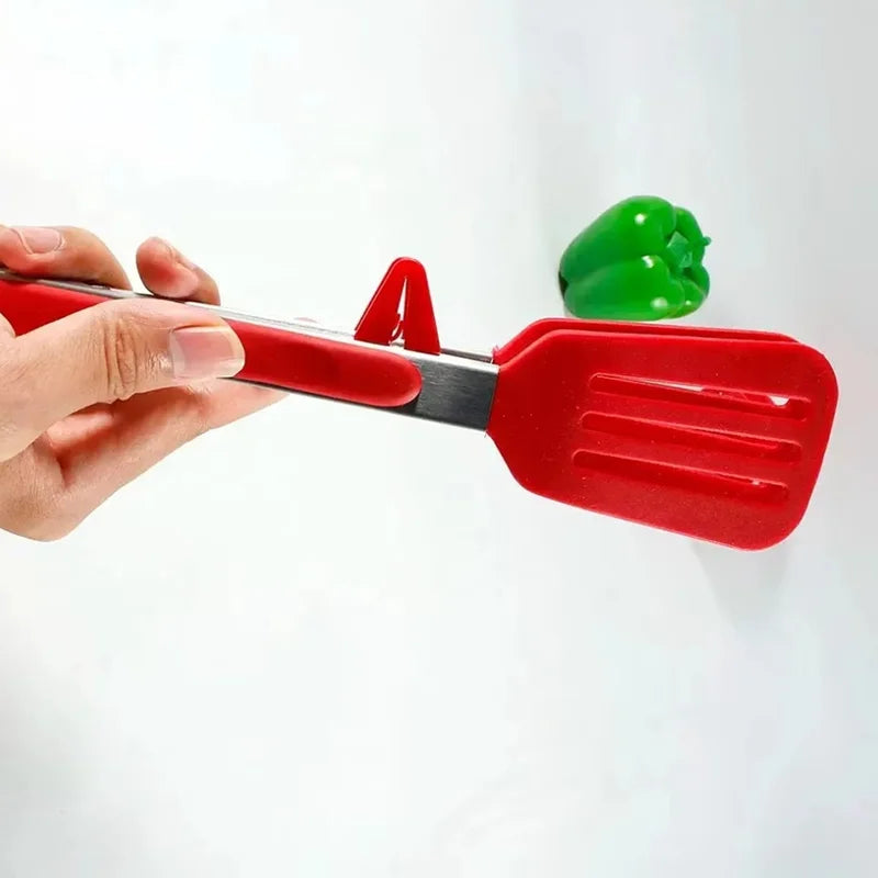 Clipe para alimentos em silicone vermelho de 9 polegadas com suporte – resistente ao calor, pinça para cozinha e churrasco anti-queimaduras