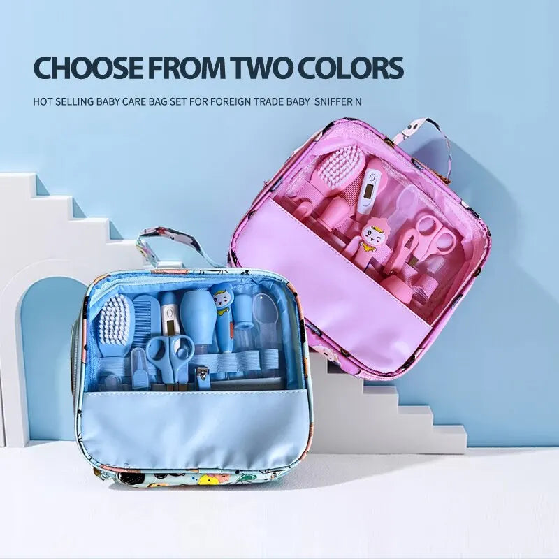 Kit de Cuidados para Bebês 12 Peças – Tesoura, Cortador de Unhas, Escova, Termômetro e Higiene Infantil