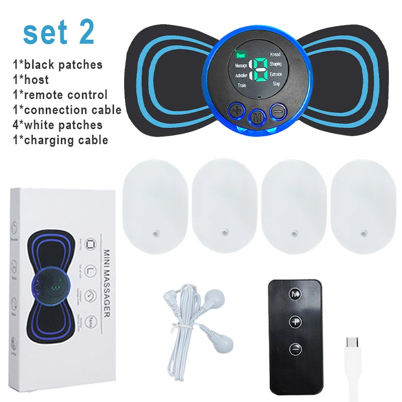 Massageador de Pescoço EMS Recarregável com 8 Modos e Controle Remoto – Alívio de Dores Musculares com Pulsos de Baixa Frequência