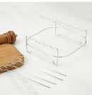 Conjunto para churrasco ao ar livre – espetos de aço inoxidável, grelha quadrada e fritadeira a ar quente com suporte para churrasco