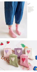 5 Pares de Meias Infantis – Macias, Respirável e Antirrugas, Com Estampa de Coração para Crianças