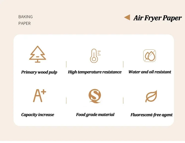 Papel descartável para fritadeira e forno – Revestimento antiaderente e à prova de óleo para cozinha, fritadeira, micro-ondas e churrasqueira
